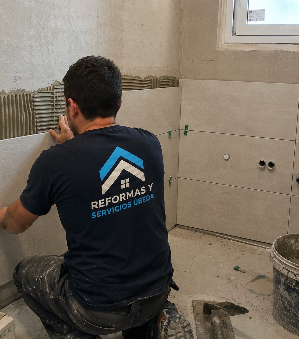 Reforma de baños en Úbeda Instalando solería baños